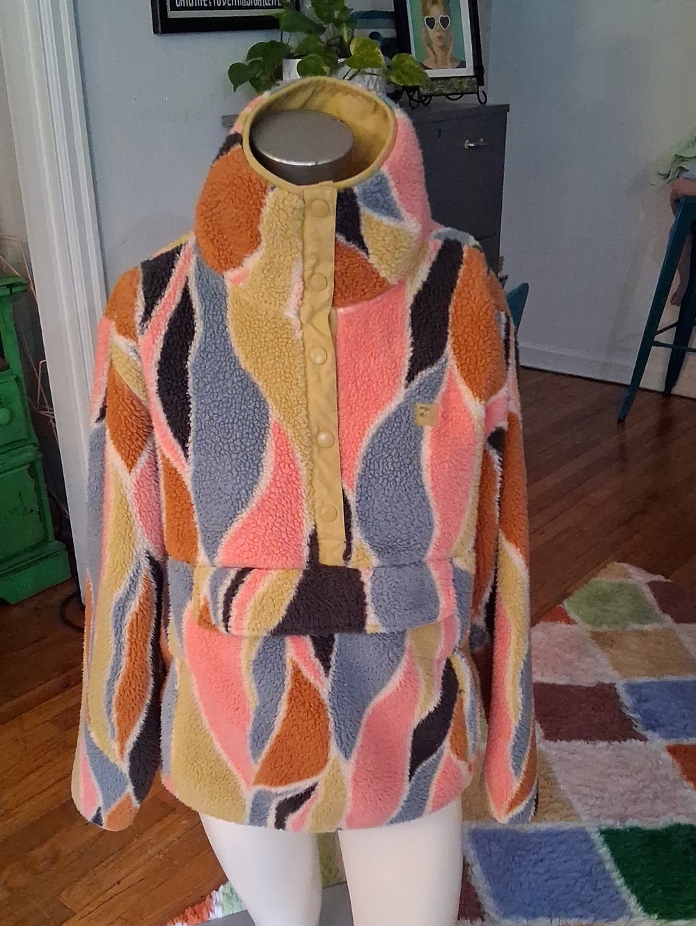 Women's Multi-Color Sherpa Pullover Jacket